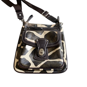 🖐 Giraffe Print Crossbody Bag brown and beige vegan